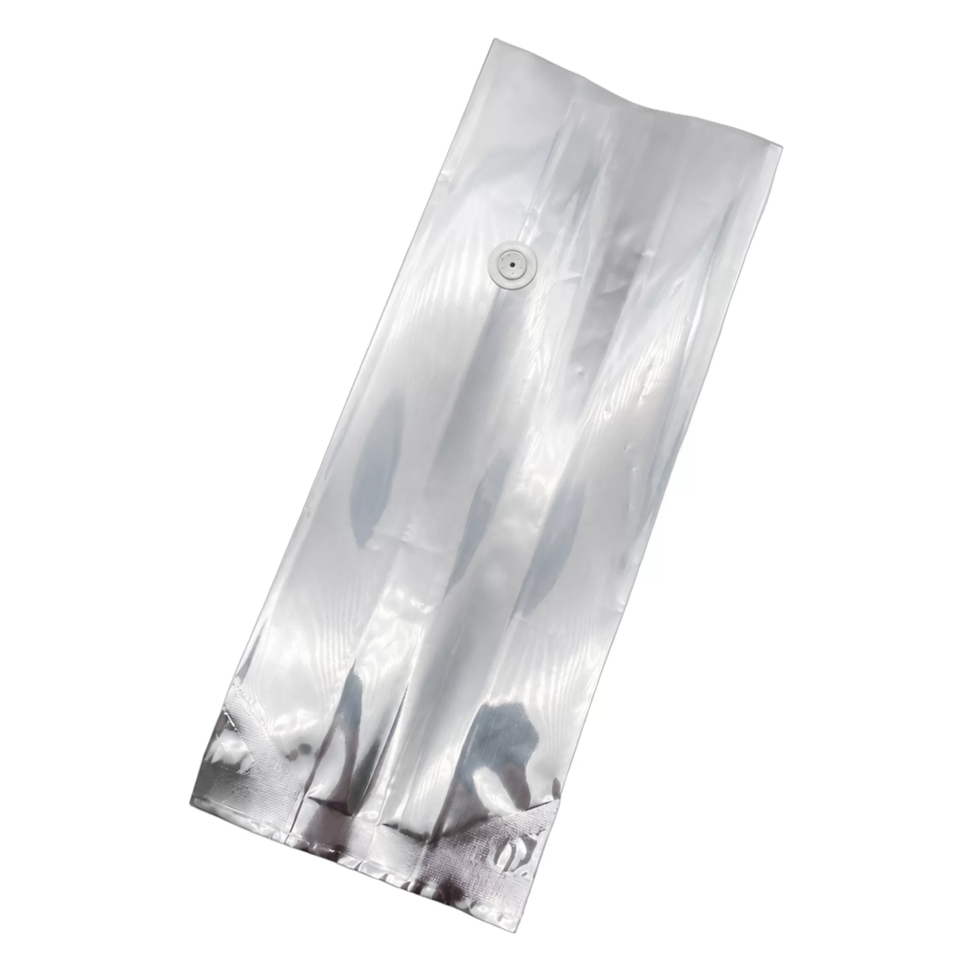 Bolsa metalizada 500gr con válvula. PLATEADA. Ciento